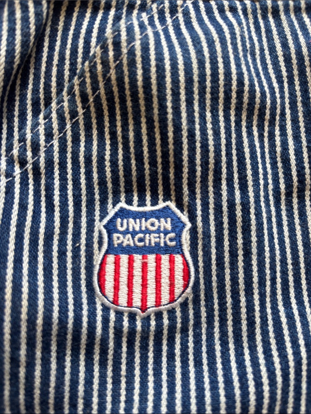 Striped Denim Overalls - Navy/White- kids size 7 - Picture 2 of 4